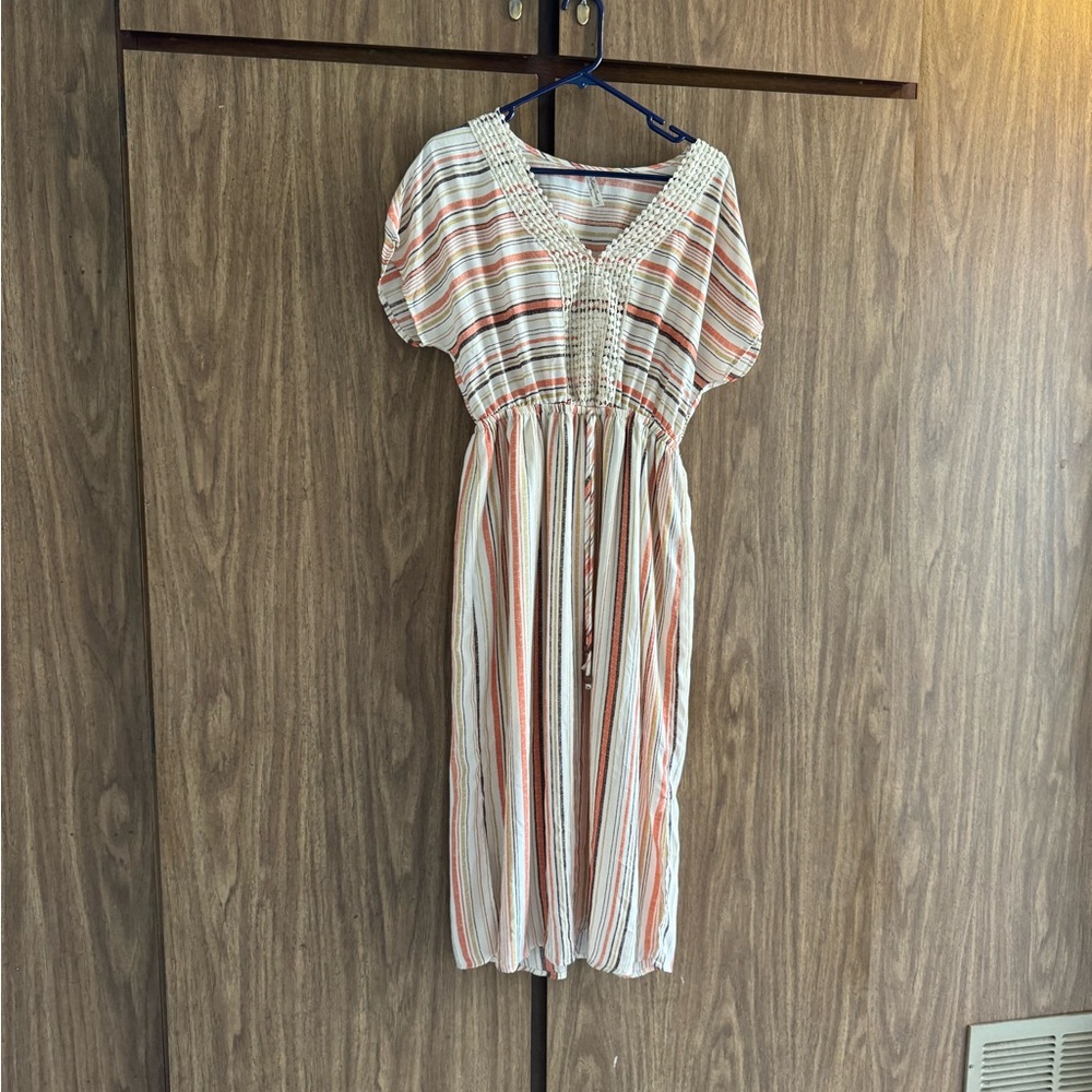 PerSeption Concept Cream, Orange & Blue Striped Maxi Dress